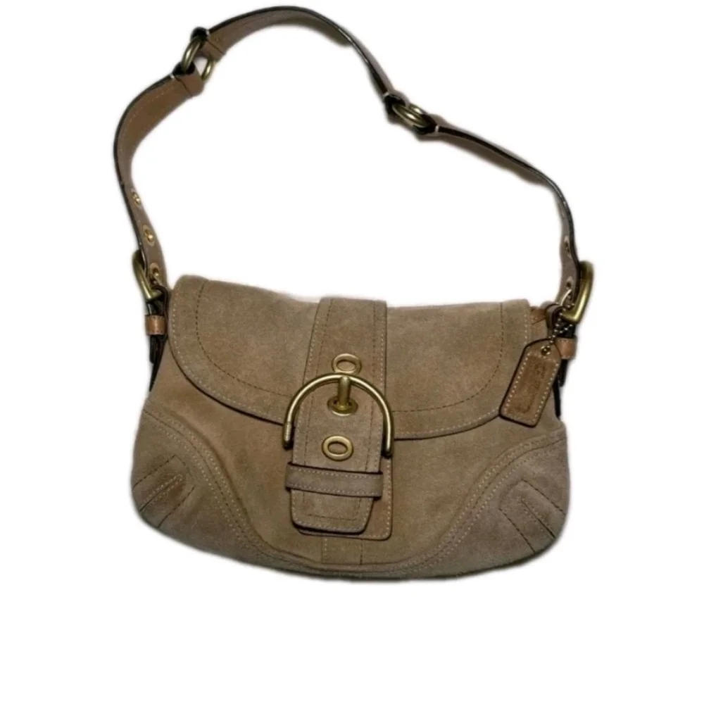 Vintage Coach Y2k Tan Suede Mini Soho Hobo Shoulder Bag #10189